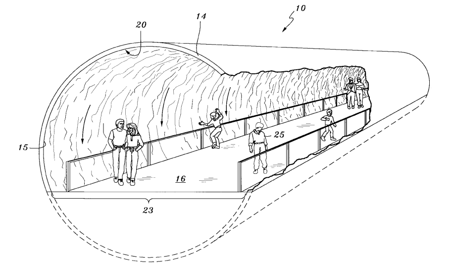 Whirlpool tunnel patent for universal studios amusement park ride